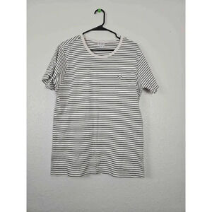 Catch Surf Large White Blue Striped Cotton Short Sleeve Casual TShirt